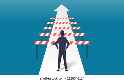 Overcoming challenge and obstacle concept. Flat vector illustration