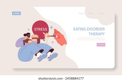 Overcoming Challenges concept. A patient confronts stress as a factor in eating disorder therapy, seeking balance and control.