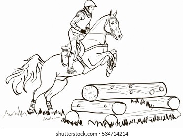 Horse Jumping Outline Images, Stock Photos & Vectors | Shutterstock