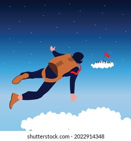 Overcoming Difficulties, Courage, And Business Courage, Taking Risks And Daring To Achieve The Target Concept, Fearless Ambitious Entrepreneurs With Motivation To Succeed. — Stock Illustration