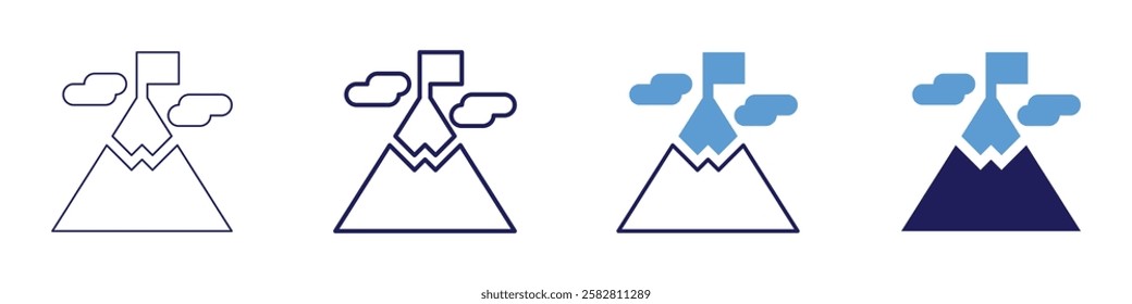Overcoming failure achievement icon in 4 different styles. Thin Line, Line, Bold Line, Duotone. Duotone style. Editable stroke.