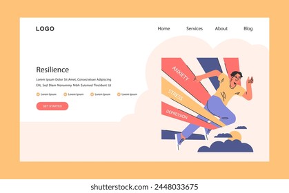 Overcoming fears web or landing. Characters confronting fears with desensitization, reframing and exposure strategy. Affirmations and visualization therapy. Flat vector illustration