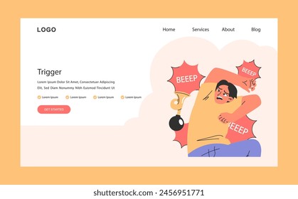 Overcoming fears web or landing. Characters confronting fears with desensitization, reframing and exposure strategy. Affirmations and visualization therapy. Flat vector illustration