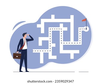 Overcoming obstacle and challenge concept, solving business problem and find the best solution, way to success and business strategy