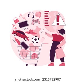 Ilustración vectorial de concepto abstracto de sobreconsumo. Sociedad del consumo, consecuencias del sobreconsumo de recursos naturales, sobreproducción de alimentos, metáfora abstracta del problema de la sobrepoblación.