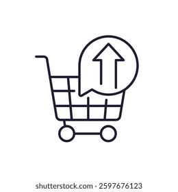 overconsumption icon with a shopping cart, line vector design