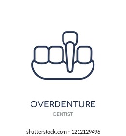 Overdenture icon. Overdenture linear symbol design from Dentist collection. Simple outline element vector illustration on white background.