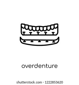 Overdenture icon. Trendy modern flat linear vector Overdenture icon on white background from thin line Dentist collection, editable outline stroke vector illustration