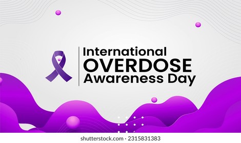 Overdose Awareness Day design: The purple ribbon symbol conveys a serious message. Focus on awareness and prevention. Invite everyone to participate in overcoming overdose.