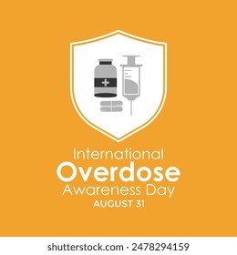 Overdose awareness day is observed every year on August 31. Banner poster, flyer and background design. Eps 10.