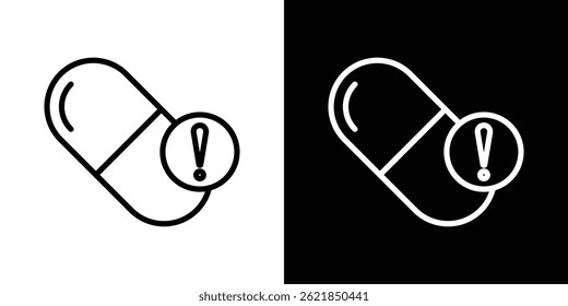 Überdosis-Symbol, Konzept, Strich auf weißem Hintergrund