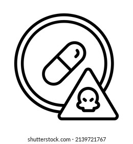 Overdose Icon. Line Art Style Design Isolated On White Background