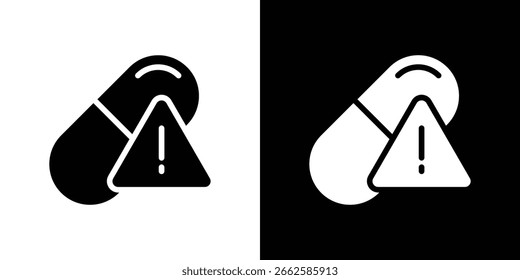 Conjunto de iconos de sobredosis en estilo glifo negro. Ilustración vectorial de colección de silueta.