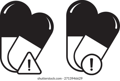 Symbolsatz für Überdosierung. Symbole für Drogenmissbrauch, Symbolsammlung für Drogentoxizität und Überdosierungsvorbeugung, Illustration,
