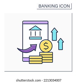 Overdraft Color Icon. Exceeding Credit Limit. Deficit In Bank Account. Banking Functions Concept. Isolated Vector Illustration