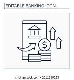 Icono de la línea de descubierto. Excediendo el límite de crédito. Déficit en cuenta bancaria. Concepto de funciones bancarias. Ilustración vectorial aislada. Trazo editable