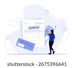 Overdue bills concept illustration. Suitable for landing page, ui, web, App intro card, editorial, flyer, and banner.