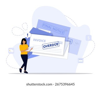 Ilustração do conceito de faturamentos vencidos. Adequado para landing page, ui, web, cartão de introdução do aplicativo, editorial, folheto e banner.