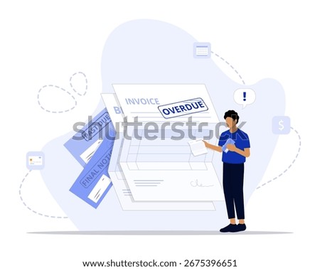 Overdue bills concept illustration. Suitable for landing page, ui, web, App intro card, editorial, flyer, and banner.
