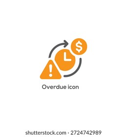 Logotipo do ícone de alerta de pagamento vencido Design para Finanças App, Aviso de Fatura Atrasada, Lembrete de Prazo, Símbolo de Notificação de Cobrança de Débito

