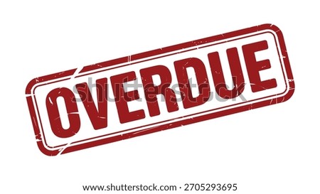 OVERDUE red rubber stamp mark on white. Deadline reminder, payment notice.