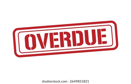 overdue red stamp text vector, rubber stamp