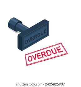 Overdue stamp. Rubber stamp. Red grunge stamp. Vector illustration flat design. Isolated on white background.