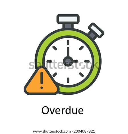 Overdue  vector Fill outline Icon Design illustration. Time Management Symbol on White background EPS 10 File