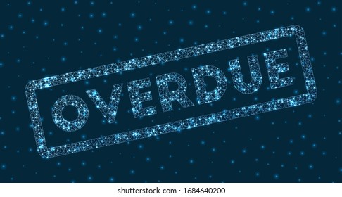 Overdue word in digital style. Glowing geometric overdue badge. Charming vector illustration.