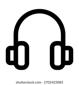 Arte de línea de auriculares sobre la oreja con auriculares transparentes y movimientos de la banda para la cabeza. Perfecto para App de música, interfaz de usuario de audio y gráficos de entretenimiento.
