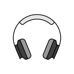 Over-ear headphones vector grayscale icon. Graph symbol for music and sound web site and apps design, logo, app, UI