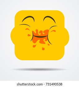 Overeating square emoticon in a flat design