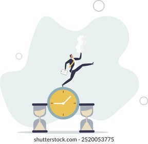 Overemployment and stressful time management for work.flat design with people.