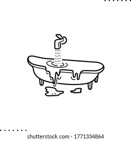 Overfill bath vector icon in outline 