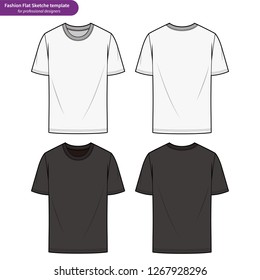 OVERFIT Tee shirt fashion flat technical drawing template