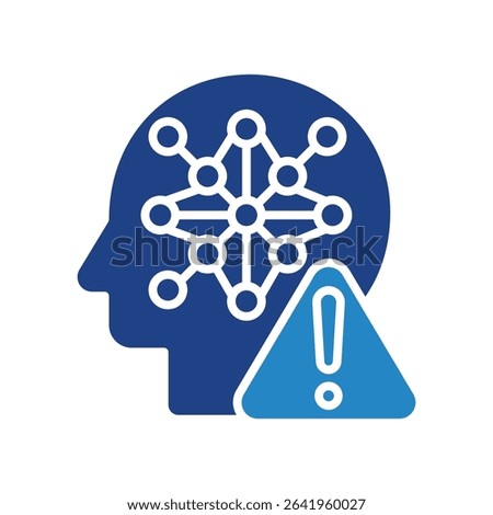 Overfitting mini illustration dual tone blue color icon, use for machine learning, education, technology industry, UI, UX kit, app and web development, digital or print.