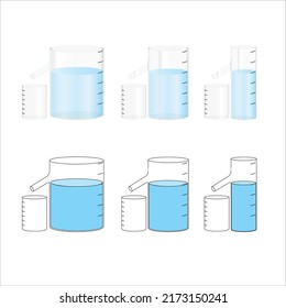 Overflow container used for physics education. Measuring the volume of irregularly shaped solids. Fizik eğitimi için kullanılan taşırma kabı. Şekli düzgün olmayan katıların hacimlerinin ölçülmesi.