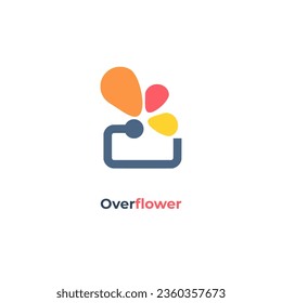 Overflow - Features an abstract community discussion exchange logo template vector icon.