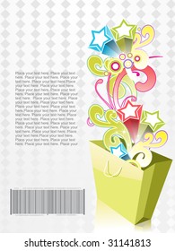 overflow shopping bag, vector illustration
