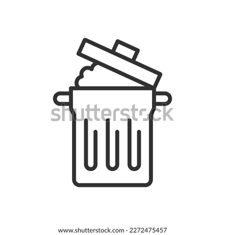 Overflowing garbage can, linear icon. Line with editable stroke
