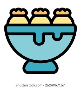 Overflowing ice cream bowl with three scoops, perfect for representing a sweet treat