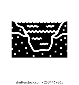 overflowing river disaster glyph icon vector. overflowing river disaster sign. isolated symbol illustration