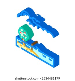 Überlauf Fluss Katastrophe isometrische Ikone Vektor. überlaufendes Flusskatastrophenzeichen. einzelne Symbolgrafik