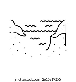 overflowing river disaster line icon vector. overflowing river disaster sign. isolated contour symbol black illustration