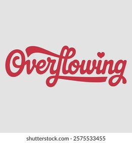 Overflowing script text typography valentine vector  transparent background