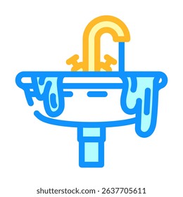 overflowing sink color icon vector. overflowing sink sign. isolated symbol illustration