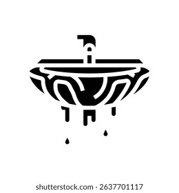overflowing sink glyph icon vector. overflowing sink sign. isolated symbol illustration