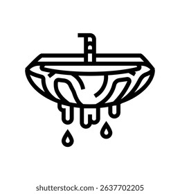 overflowing sink line icon vector. overflowing sink sign. isolated contour symbol black illustration