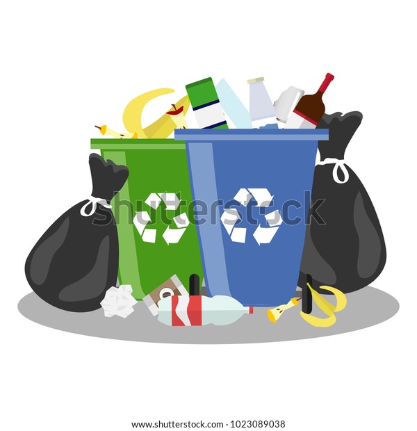 Overflowing Trash Can Tank Debris Trash Stock Vector (Royalty Free ...