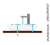 Overflowing water in a wash basin, Basin vector.